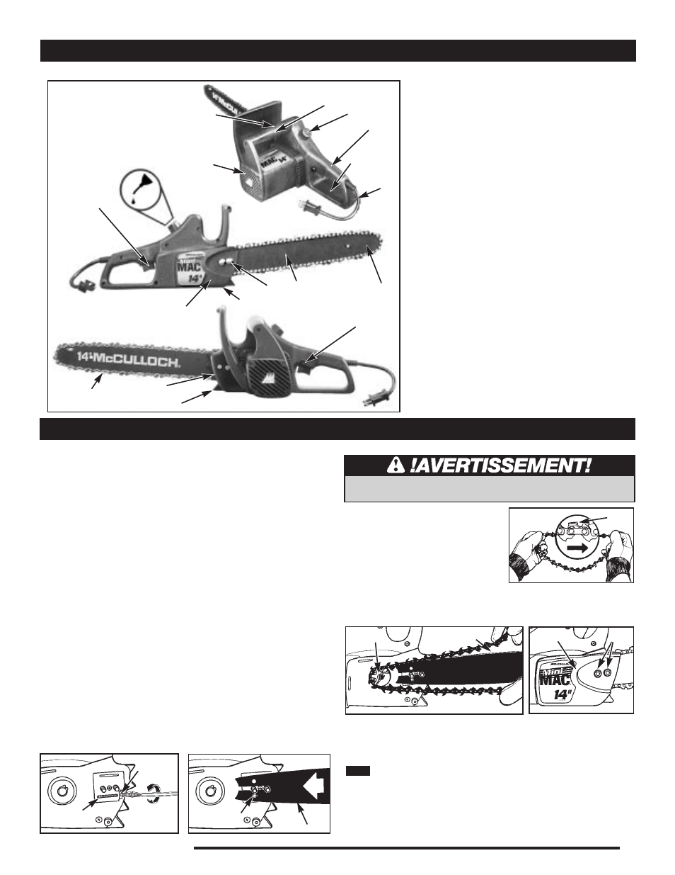 Renseignements généraux, Assemblage | McCulloch Minimac 14 User Manual | Page 11 / 24