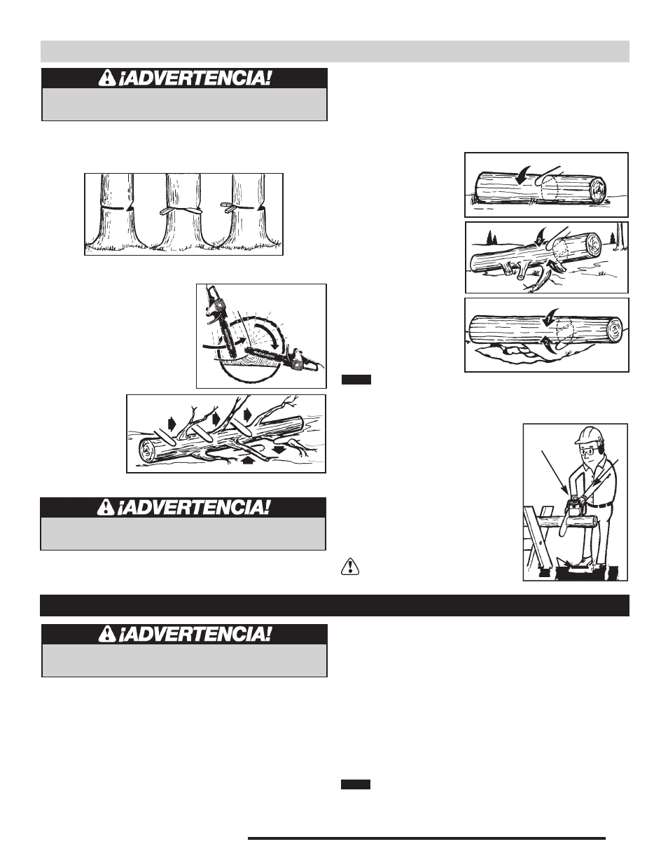 Instrucciones de cortetalando un árbol, Mantenimiento, Leñado | McCulloch Minimac 14 User Manual | Page 21 / 24