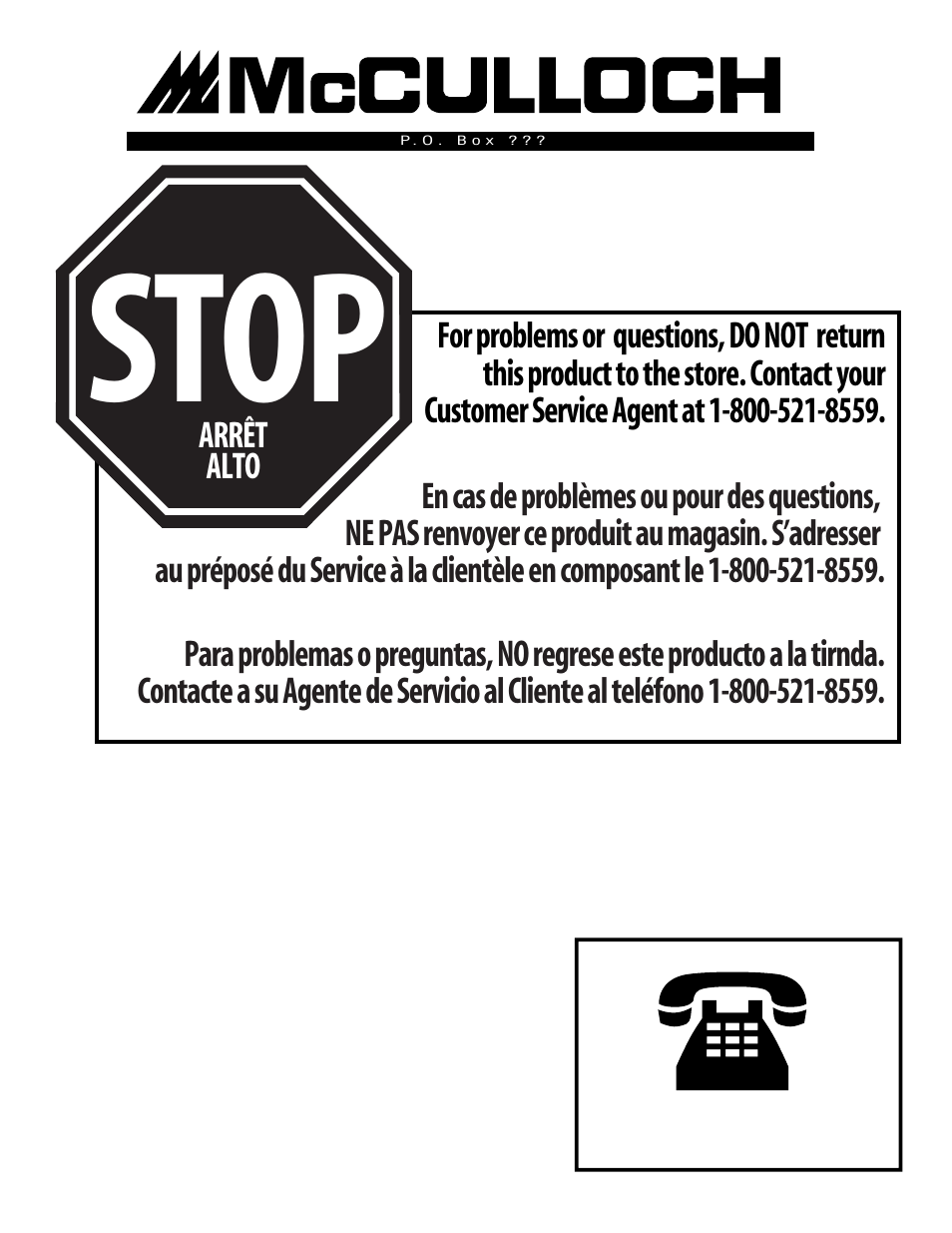 Stop | McCulloch Minimac 14 User Manual | Page 24 / 24