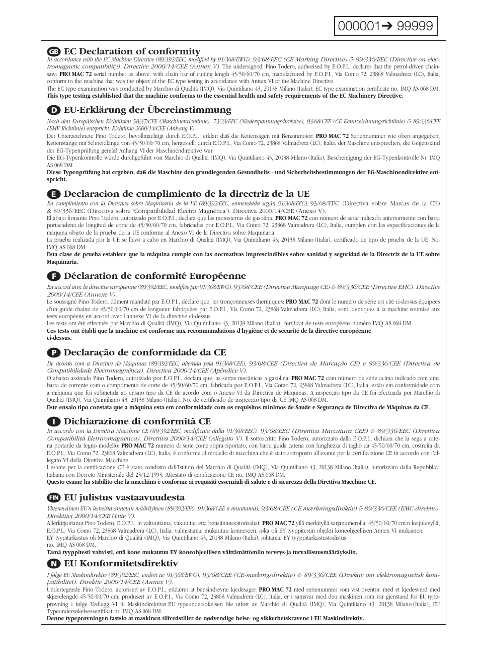 McCulloch PRO MAC 72 User Manual | Page 14 / 15