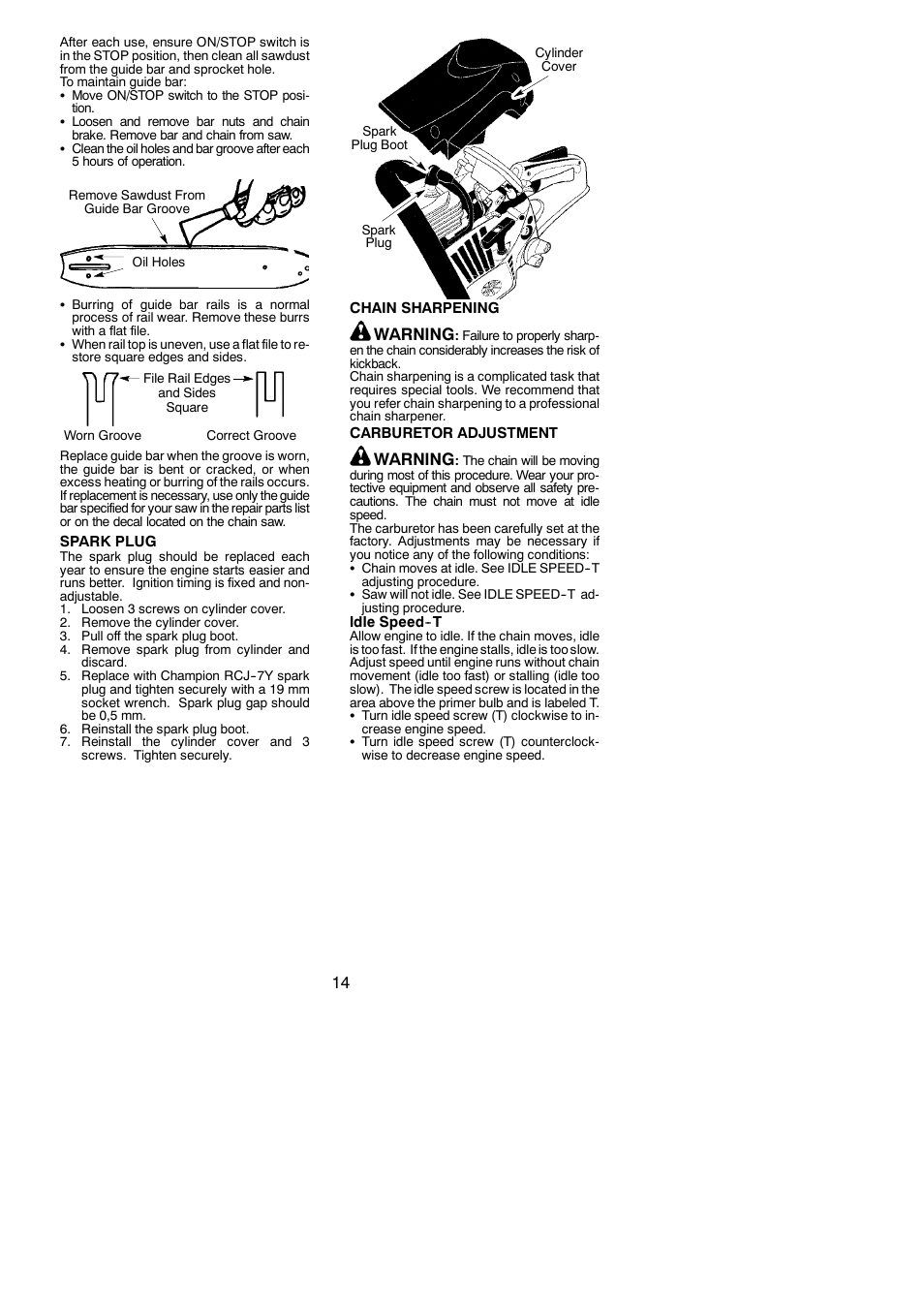Warning | McCulloch XTREME Aug-42 User Manual | Page 14 / 17
