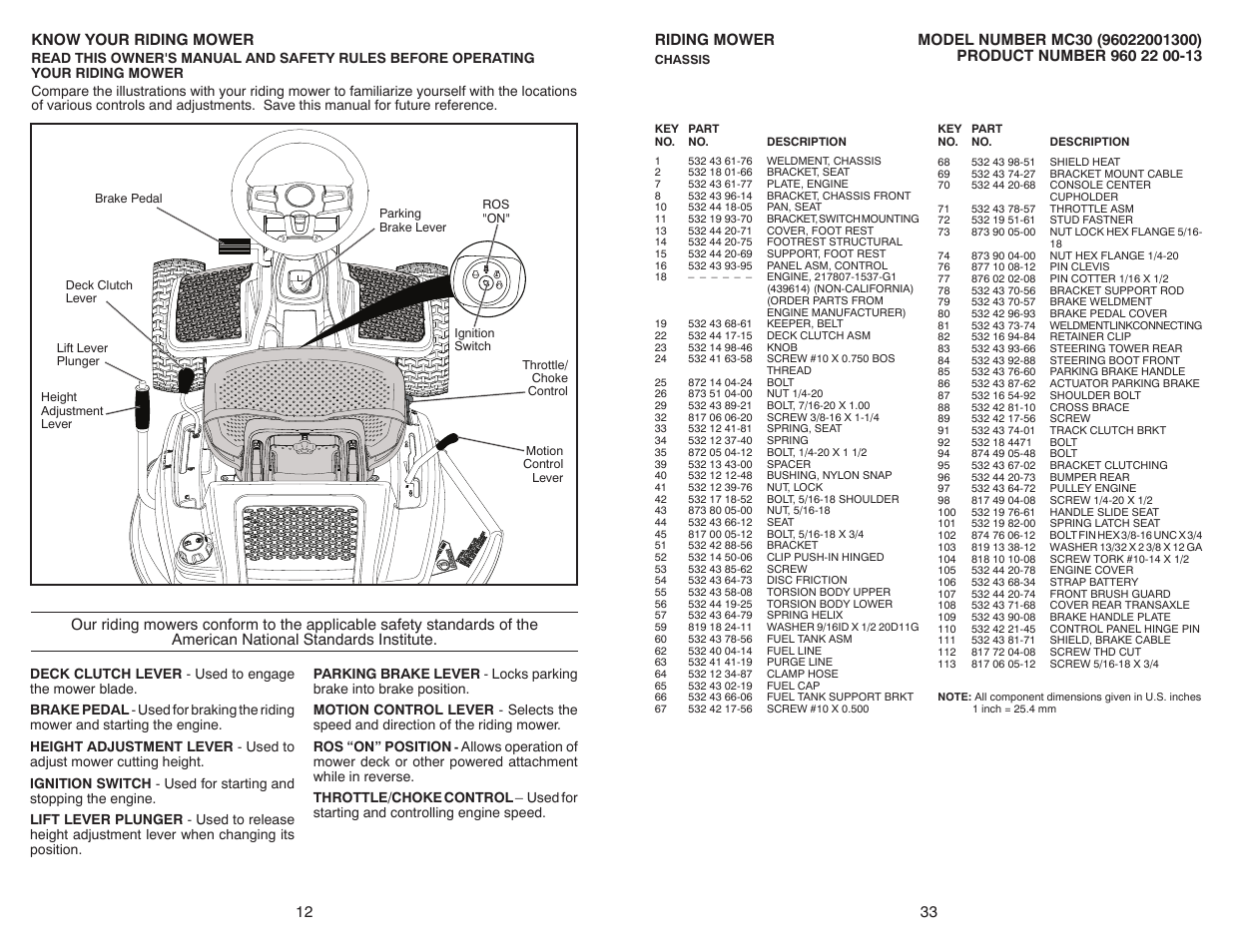 12 know your riding mower | McCulloch MC30 User Manual | Page 12 / 22