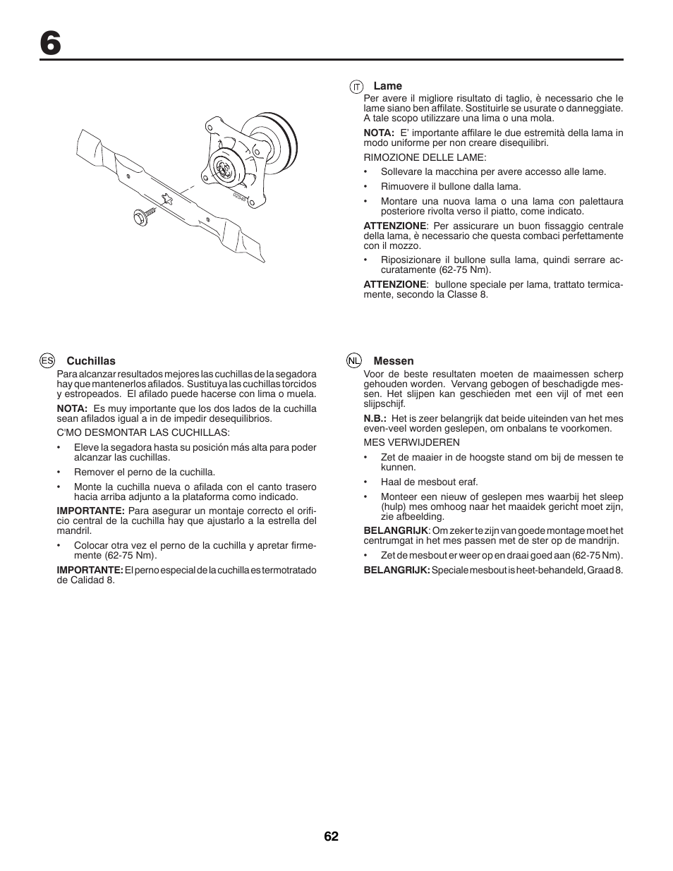 McCulloch 96041012401 User Manual | Page 62 / 88