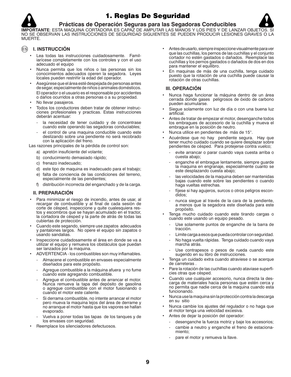 Reglas de seguridad | McCulloch 96041012401 User Manual | Page 9 / 88