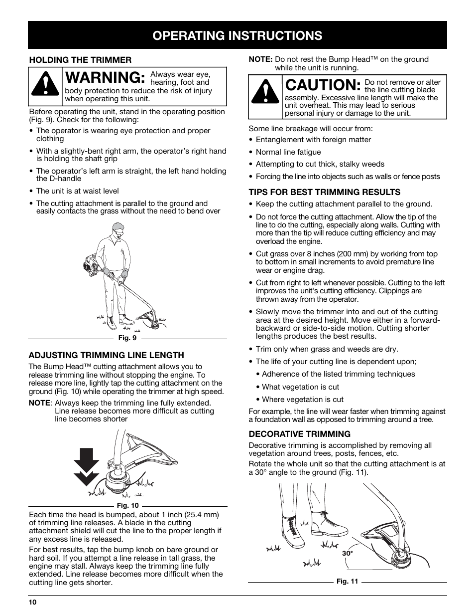 Caution, Warning, Operating instructions | McCulloch MT700 User Manual | Page 10 / 64