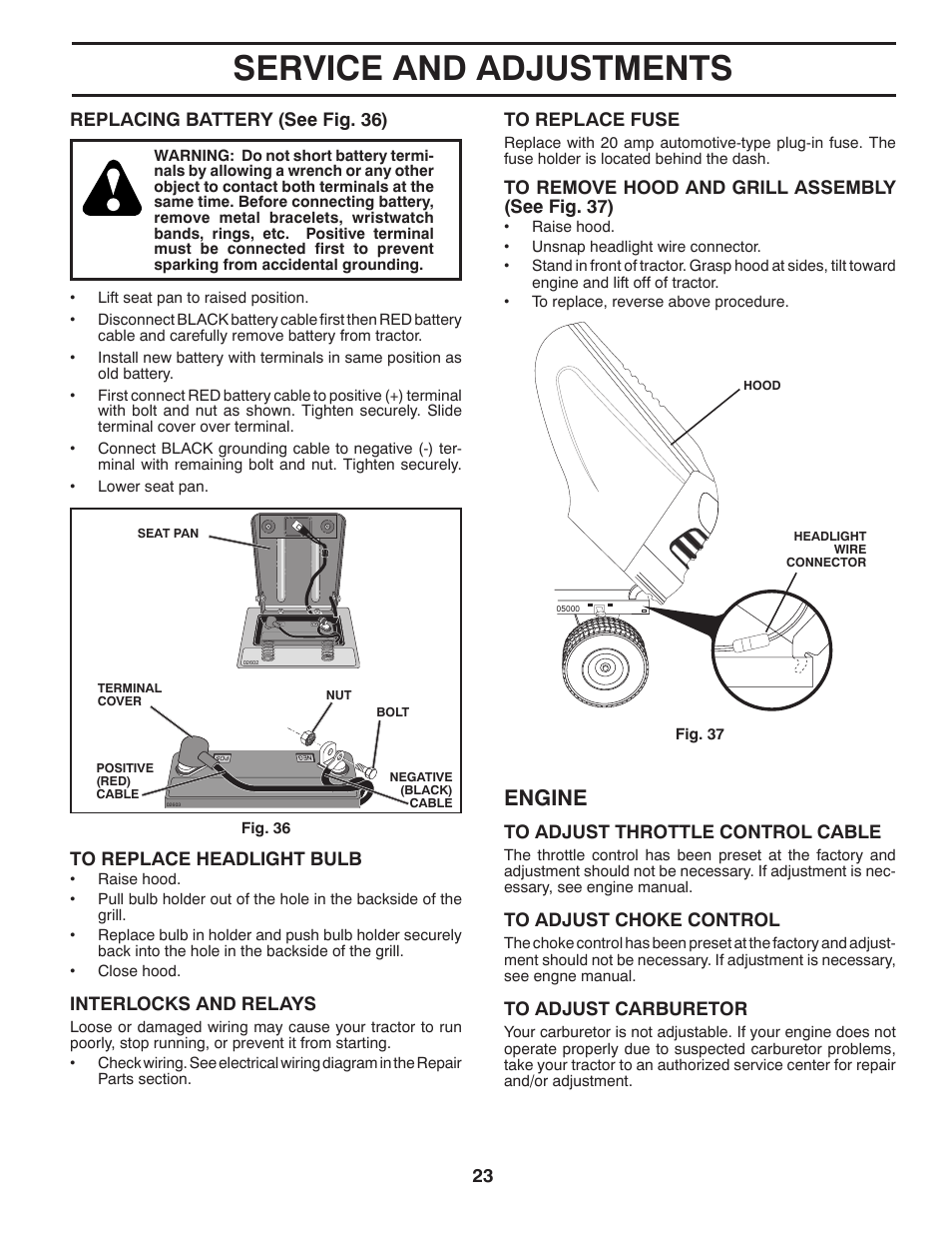 Service and adjustments, Engine | McCulloch M12530 User Manual | Page 23 / 28