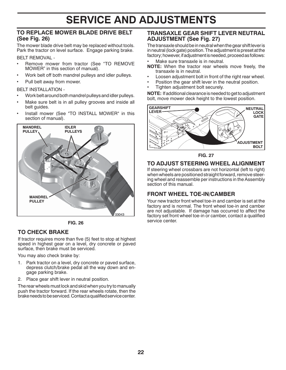 Service and adjustments | McCulloch 422800 User Manual | Page 22 / 32