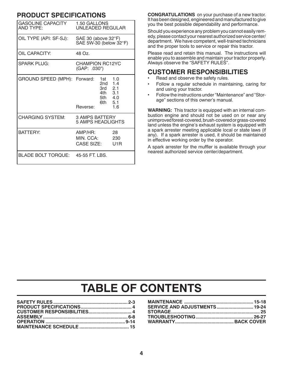 McCulloch 422800 User Manual | Page 4 / 32