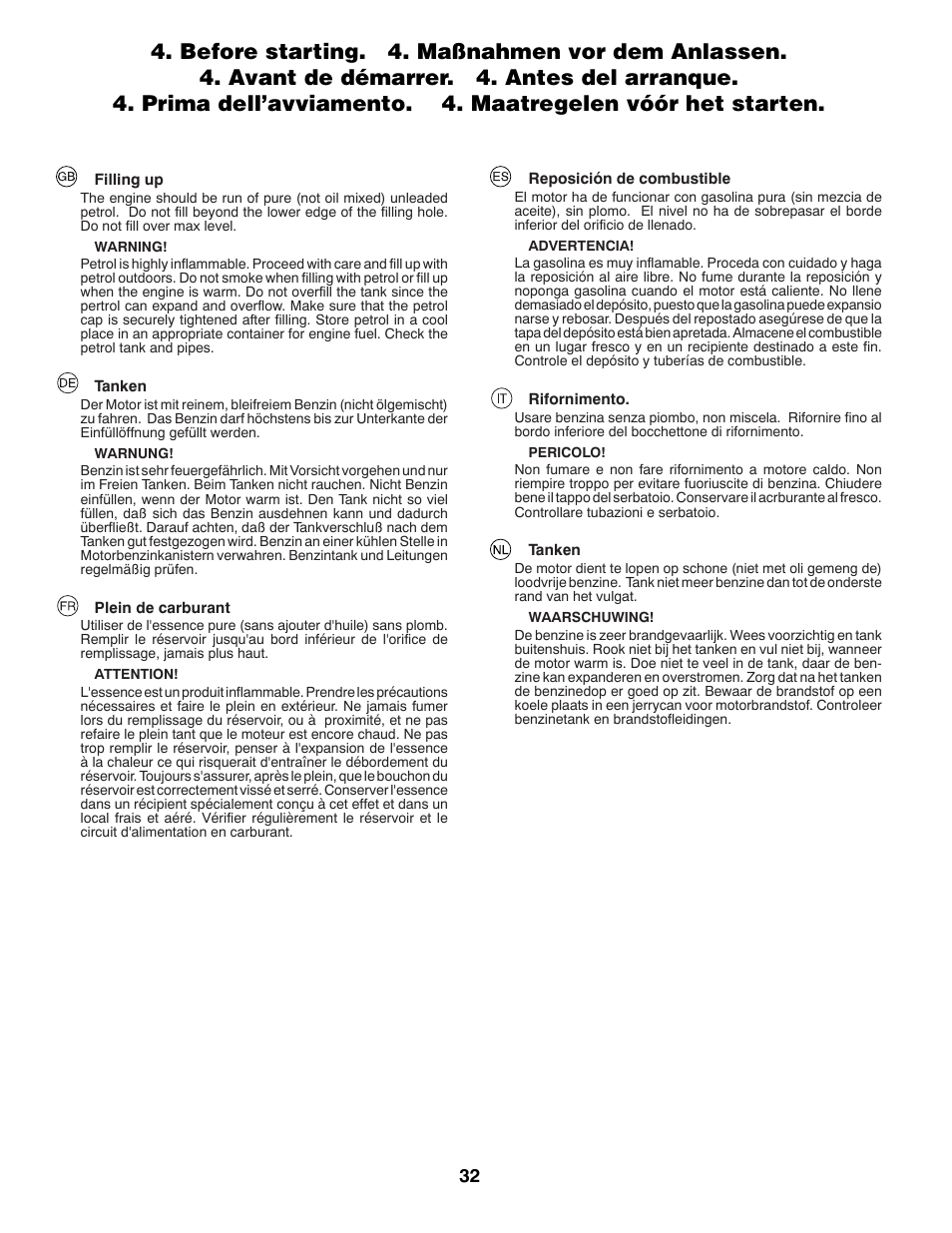McCulloch 96041009100 User Manual | Page 32 / 76