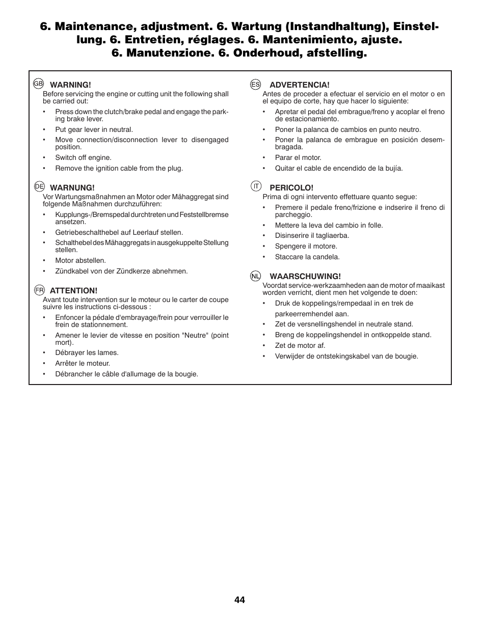 McCulloch 96041009100 User Manual | Page 44 / 76