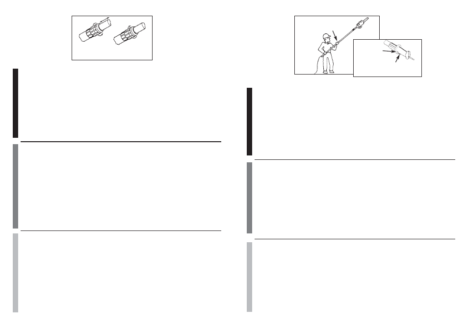 9. cutting with the pole saw, 9. coupe a l’aide de la perche elagueuse, 9. cortando con la motosierra telescopica | 7. adjusting pole length, 8. oiling chain, 7. reglage de la longueur de la canne, 8. lubrefacation de la chaine, 7. adjustando la longitude de el tubo, 8. aceitar la cadena | McCulloch MS1015P User Manual | Page 22 / 44