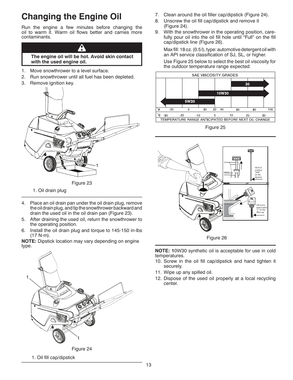 Changing the engine oil | McCulloch 96182000600 User Manual | Page 13 / 30