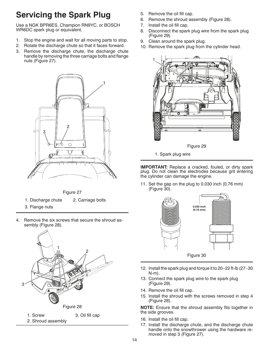 Servicing the spark plug | McCulloch 96182000600 User Manual | Page 14 / 30