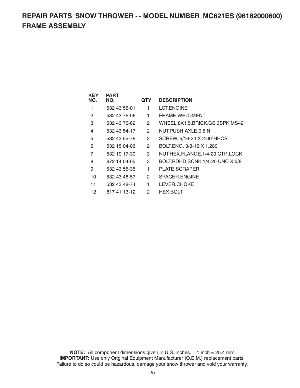 McCulloch 96182000600 User Manual | Page 25 / 30