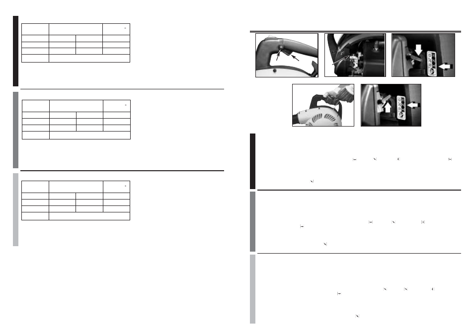 4. fuel mixing table 5-5. recommended fuels, 1. starting a cold engine, 1. demarrage d’ un moteur froid | 1. arranque de un motor frio | McCulloch MB3201 User Manual | Page 13 / 24