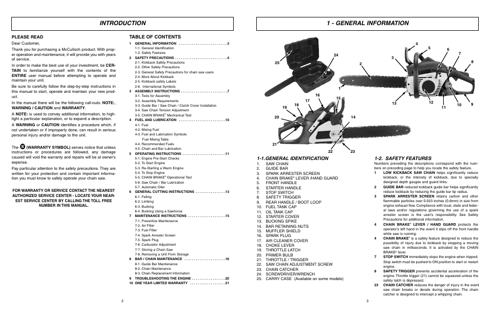 McCulloch MCC1840B-CA User Manual | Page 2 / 38