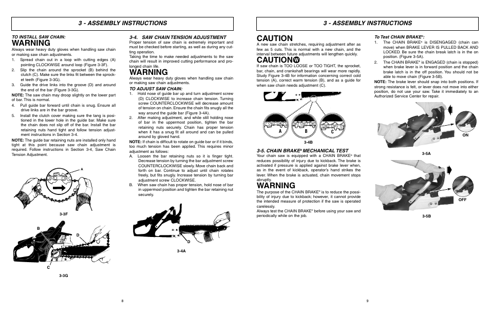 Warning, Caution, 3 - assembly instructions | McCulloch MCC1840B-CA User Manual | Page 5 / 38