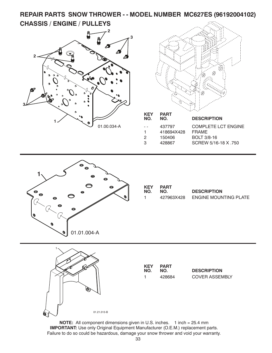 Chassis / engine / pulleys | McCulloch 96192004102 User Manual | Page 33 / 40