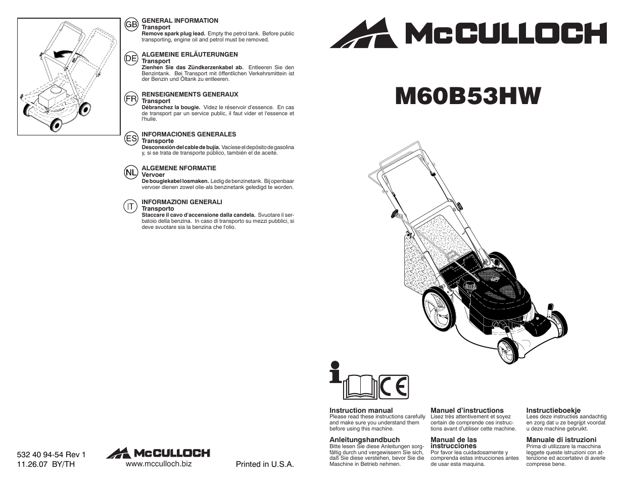 McCulloch 96141014103 User Manual | 10 pages