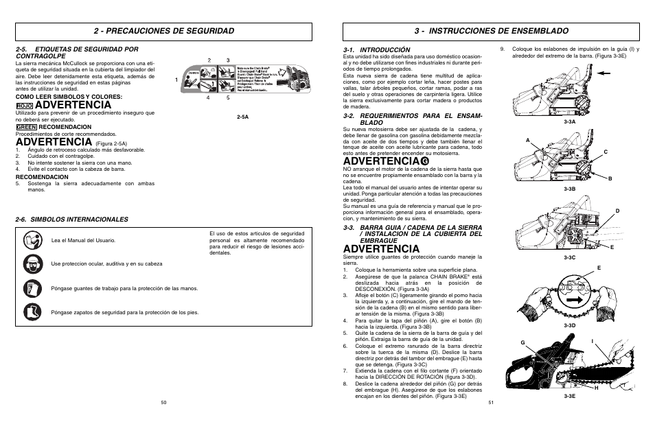 Advertencia, 2 - precauciones de seguridad, 3 - instrucciones de ensemblado | McCulloch Eager Beaver EBC1840DK User Manual | Page 26 / 33