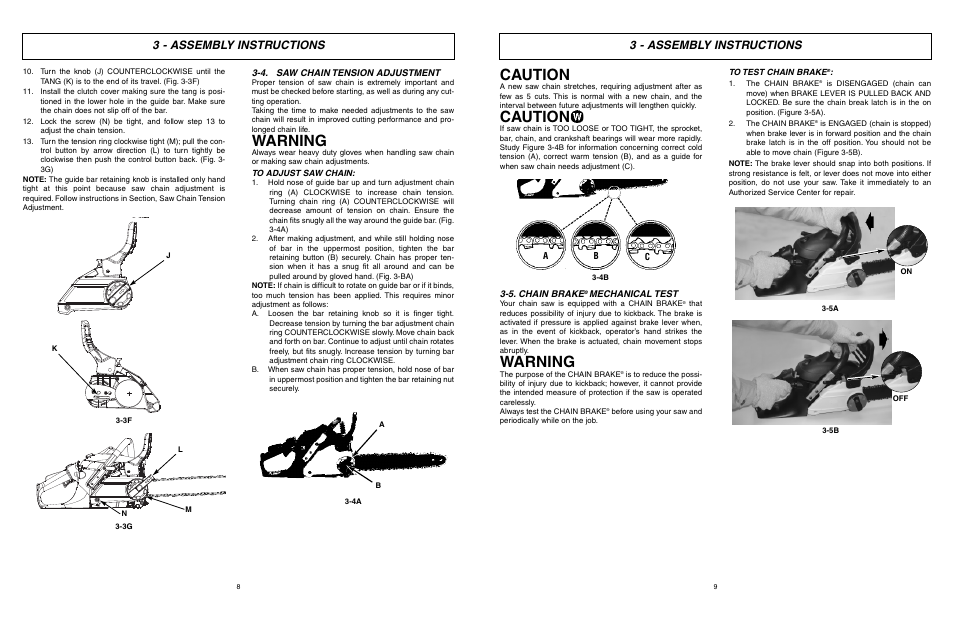Caution, Warning, 3 - assembly instructions | McCulloch Eager Beaver EBC1840DK User Manual | Page 5 / 33