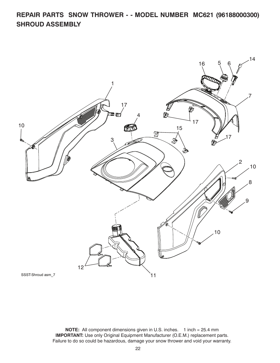 Shroud assembly | McCulloch 96188000300 User Manual | Page 22 / 28