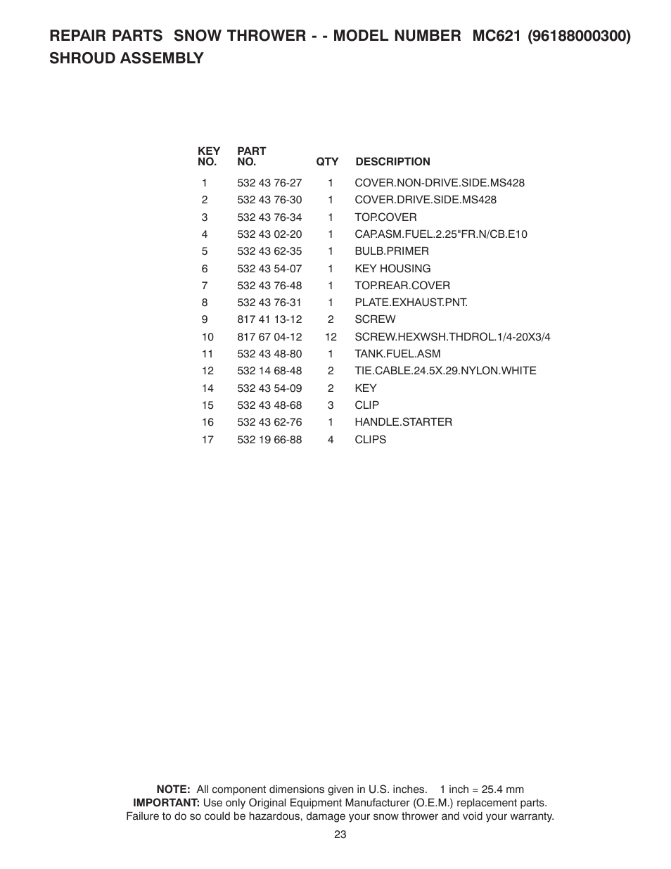 McCulloch 96188000300 User Manual | Page 23 / 28