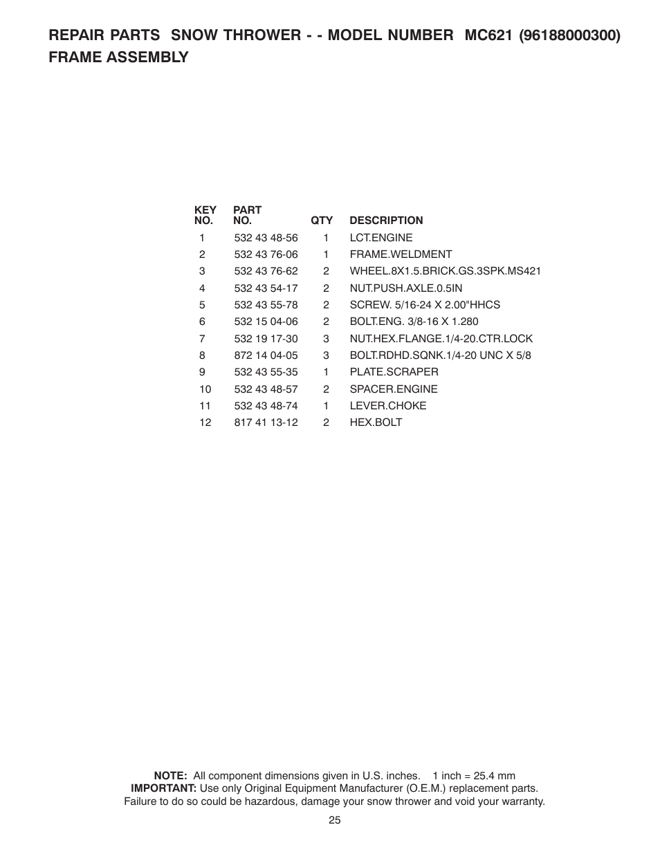 McCulloch 96188000300 User Manual | Page 25 / 28