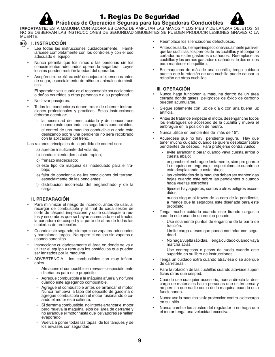 Reglas de seguridad | McCulloch M13597H User Manual | Page 9 / 80