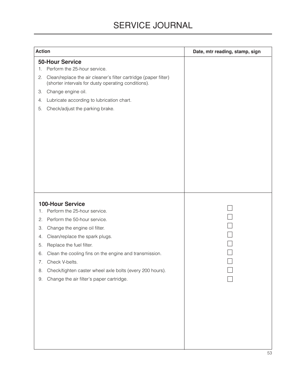 Service.journal | McCulloch ZM3816 BF User Manual | Page 53 / 56