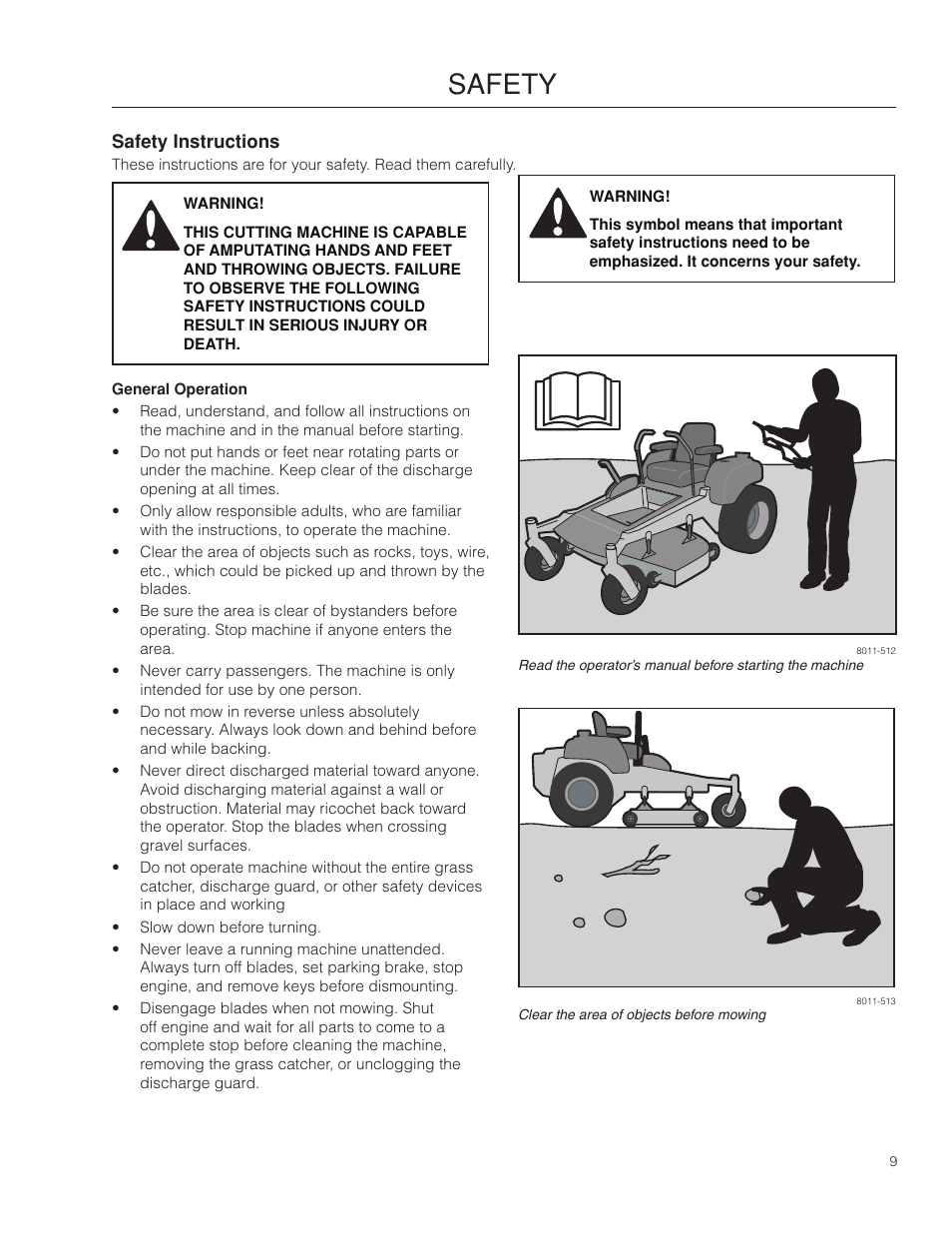 Safety, Safety instructions | McCulloch ZM3816 BF User Manual | Page 9 / 56