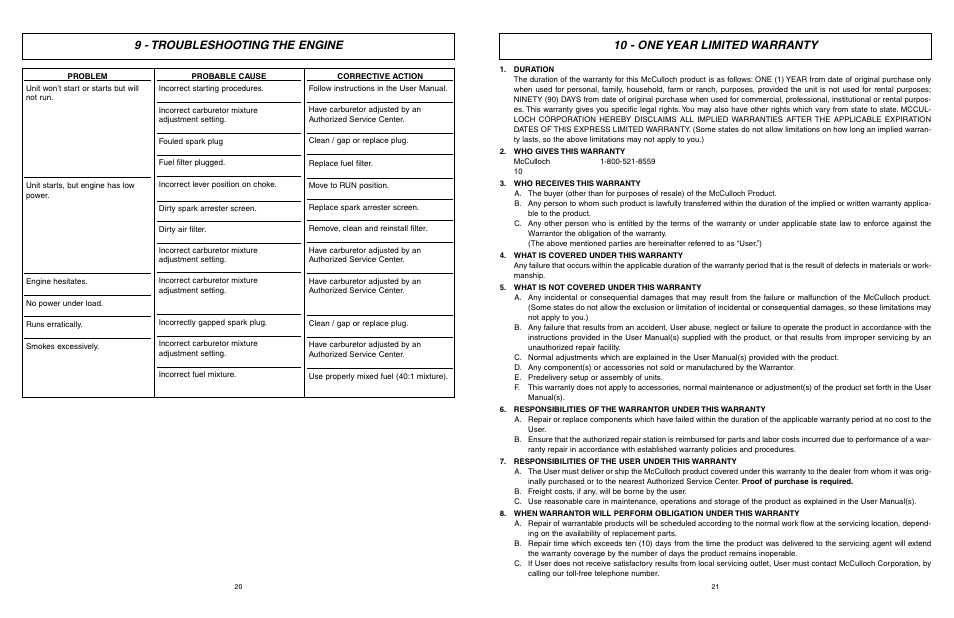 McCulloch MCC1435A User Manual | Page 11 / 37