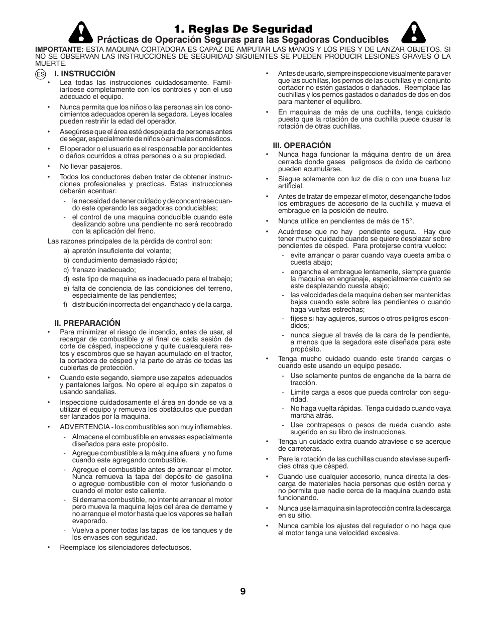 Reglas de seguridad | McCulloch M12597RB User Manual | Page 9 / 84