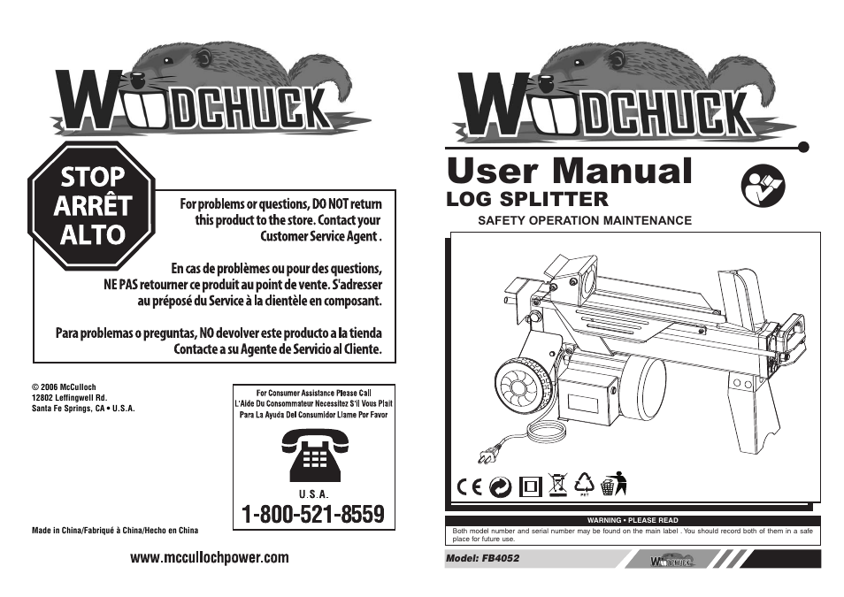 McCulloch Woodchuck FB4052 User Manual | 17 pages