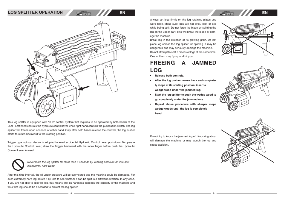 Freeing a jammed log | McCulloch Woodchuck FB4052 User Manual | Page 5 / 17