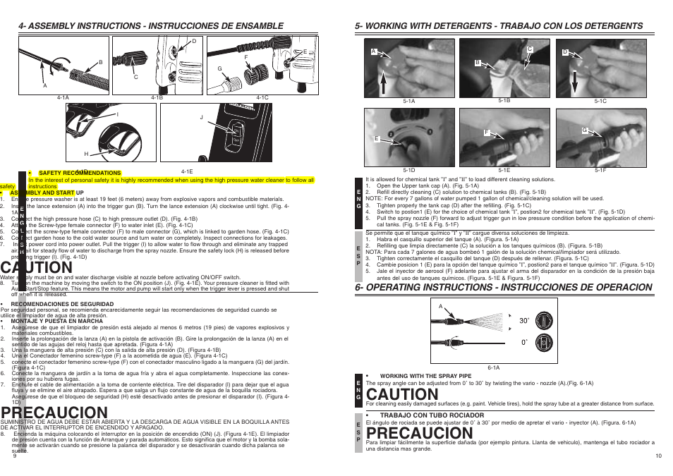 Caution, Precaucion, Assembly instructions - instrucciones de ensamble | McCulloch 7096-H20A01 User Manual | Page 6 / 7