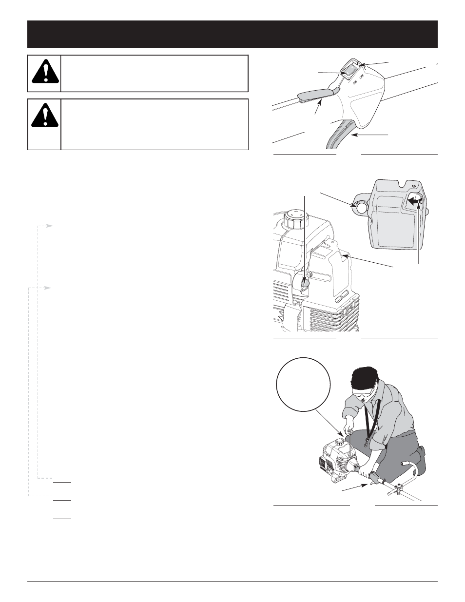 Avertissement, Instructions de démarrage et arrêt, Position de démarrage | McCulloch MT780 User Manual | Page 38 / 80