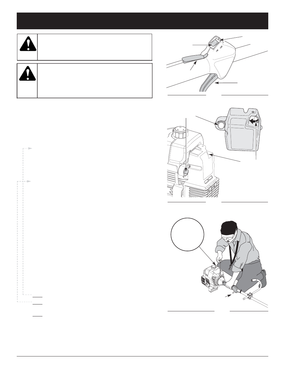 Advertencia, Instrucciones de arranque y apagado, Posición de arranque | McCulloch MT780 User Manual | Page 64 / 80