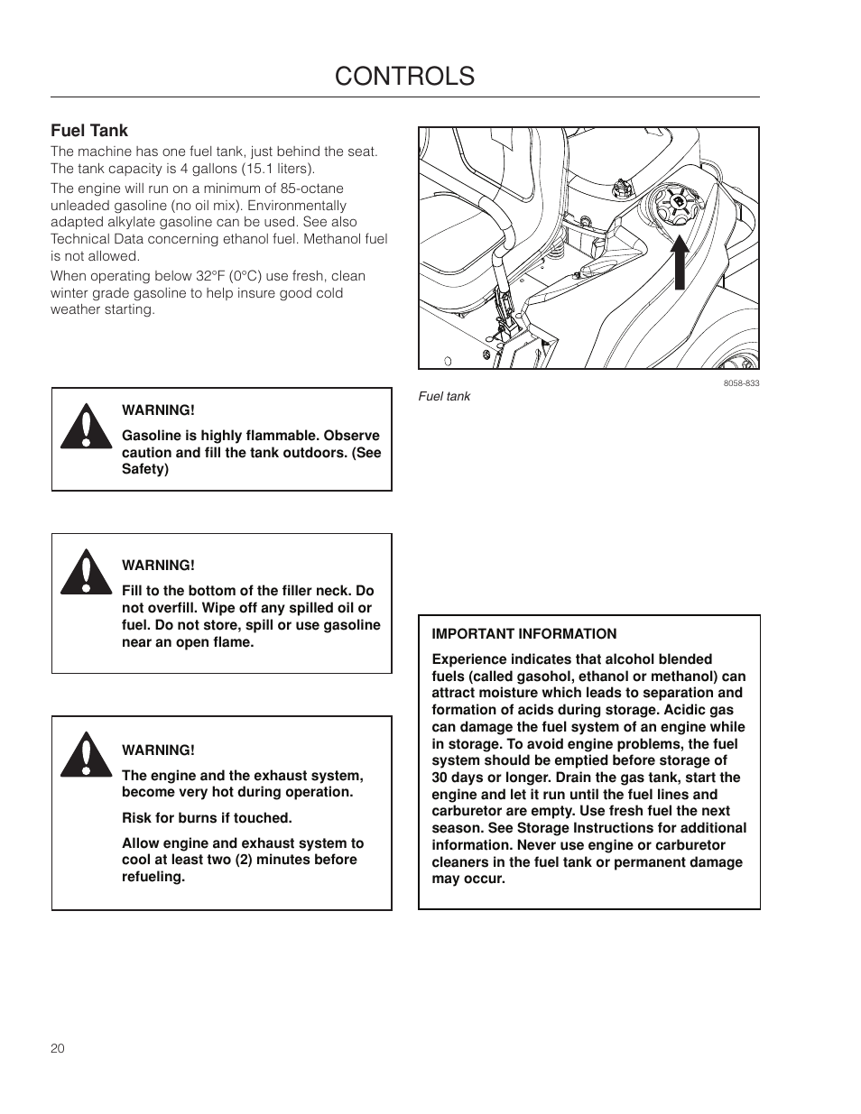 Fuel tank, Controls | McCulloch 966564101 User Manual | Page 20 / 60