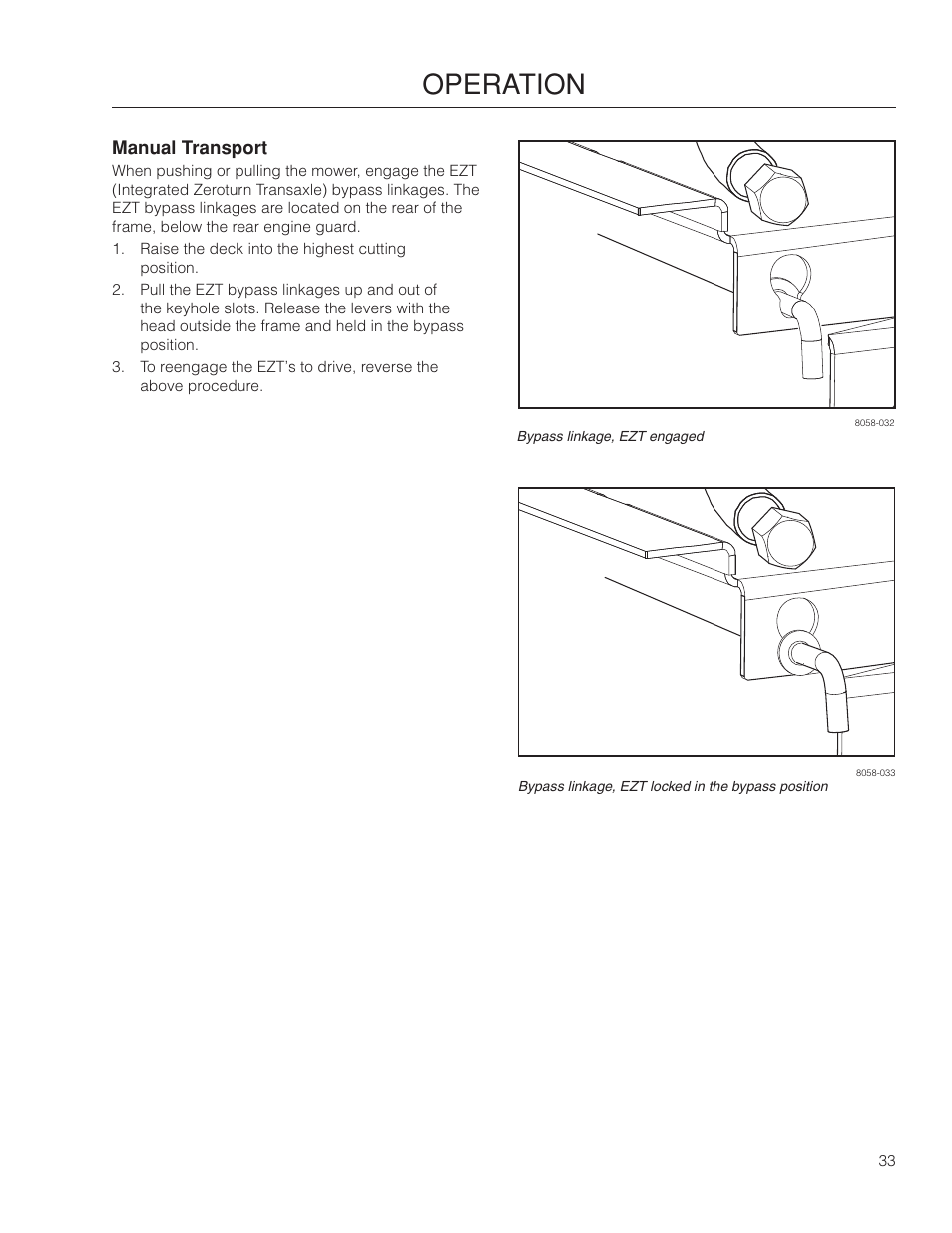 Manual transport, Operation | McCulloch 966564101 User Manual | Page 33 / 60