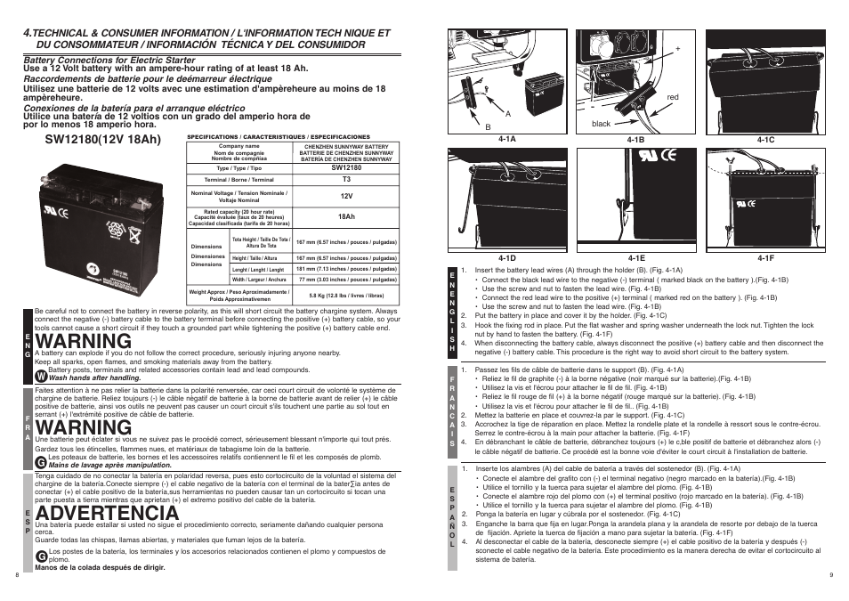 Warning, Advertencia | McCulloch 7096-FG7008 User Manual | Page 5 / 28
