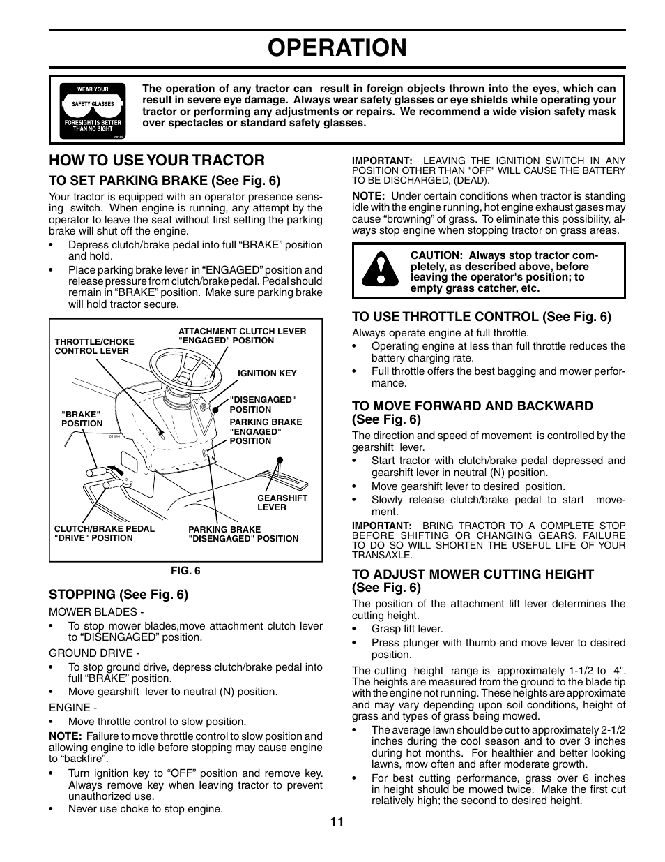 Operation, How to use your tractor | McCulloch MC1236ST User Manual | Page 11 / 44