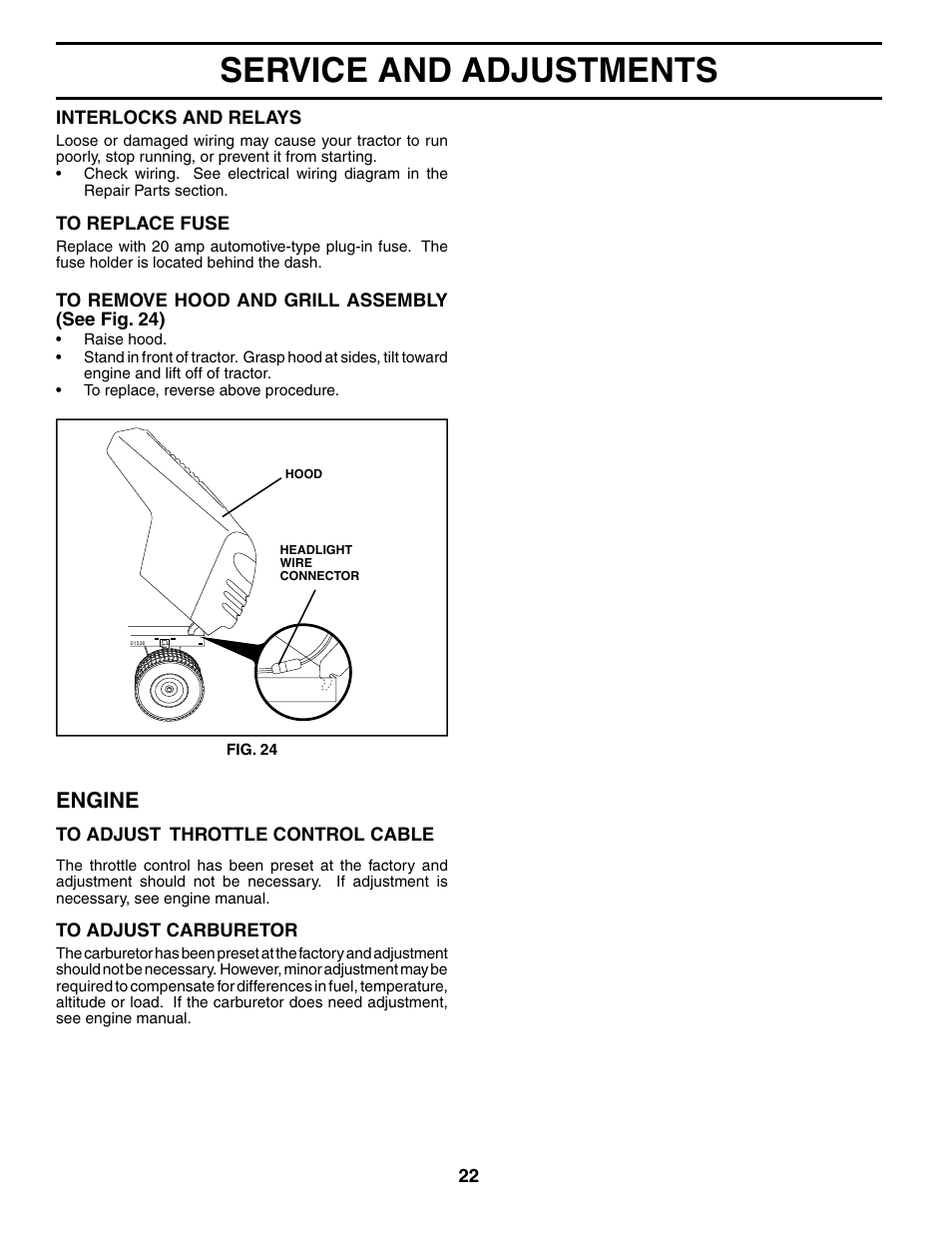 Service and adjustments, Engine | McCulloch MC1236ST User Manual | Page 22 / 44