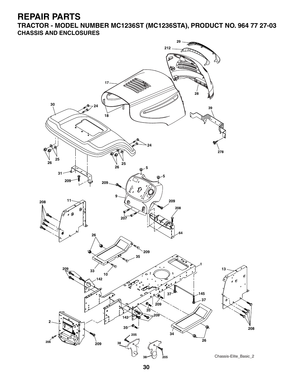 Repair parts, Chassis and enclosures | McCulloch MC1236ST User Manual | Page 30 / 44