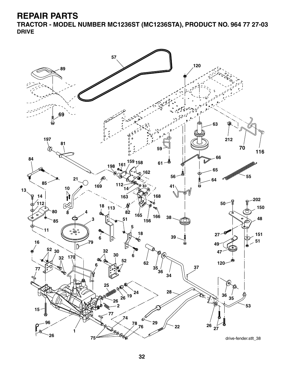 Repair parts | McCulloch MC1236ST User Manual | Page 32 / 44