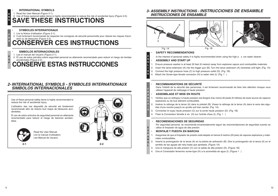 Save these instructions, Conserver ces instructions, Conserve estas instrucciones | Instrucciones de ensamble, Assembly instructions | McCulloch CRFH140A User Manual | Page 6 / 9
