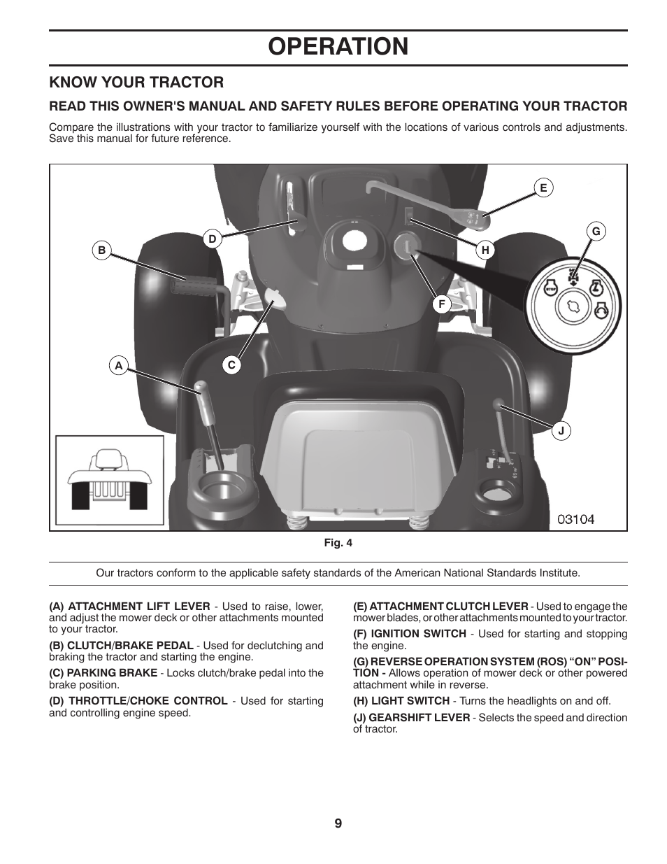 Operation, Know your tractor | McCulloch 96041011501 User Manual | Page 9 / 28