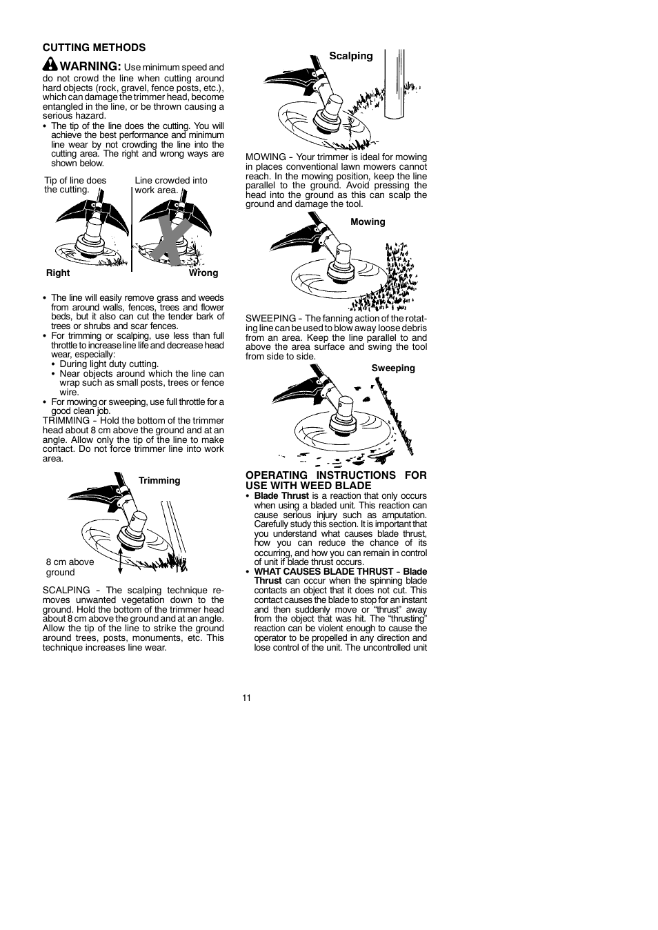 Warning | McCulloch 250 B User Manual | Page 11 / 17