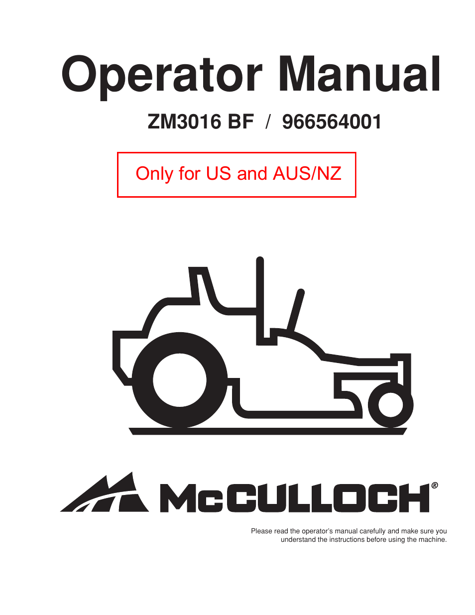 McCulloch ZM3016BF/966564001 User Manual | 56 pages