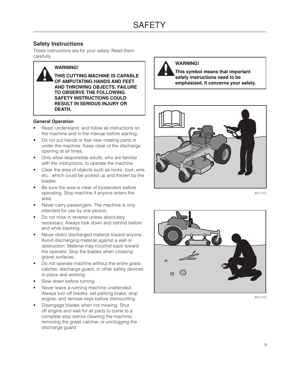 Safety, Safety instructions | McCulloch ZM3016BF/966564001 User Manual | Page 9 / 56